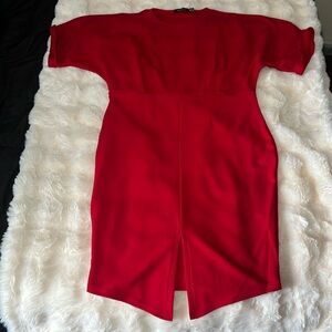 Knee length red dress from boohoo